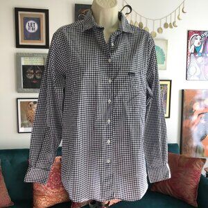 FACONNABLE size M Black & White Gingham Check Cotton Button Front Shirt